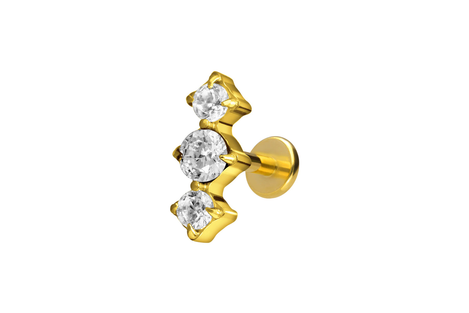 Titan Labret Piercing mit Innengewinde 3 EINGEFASSTE KRISTALLE